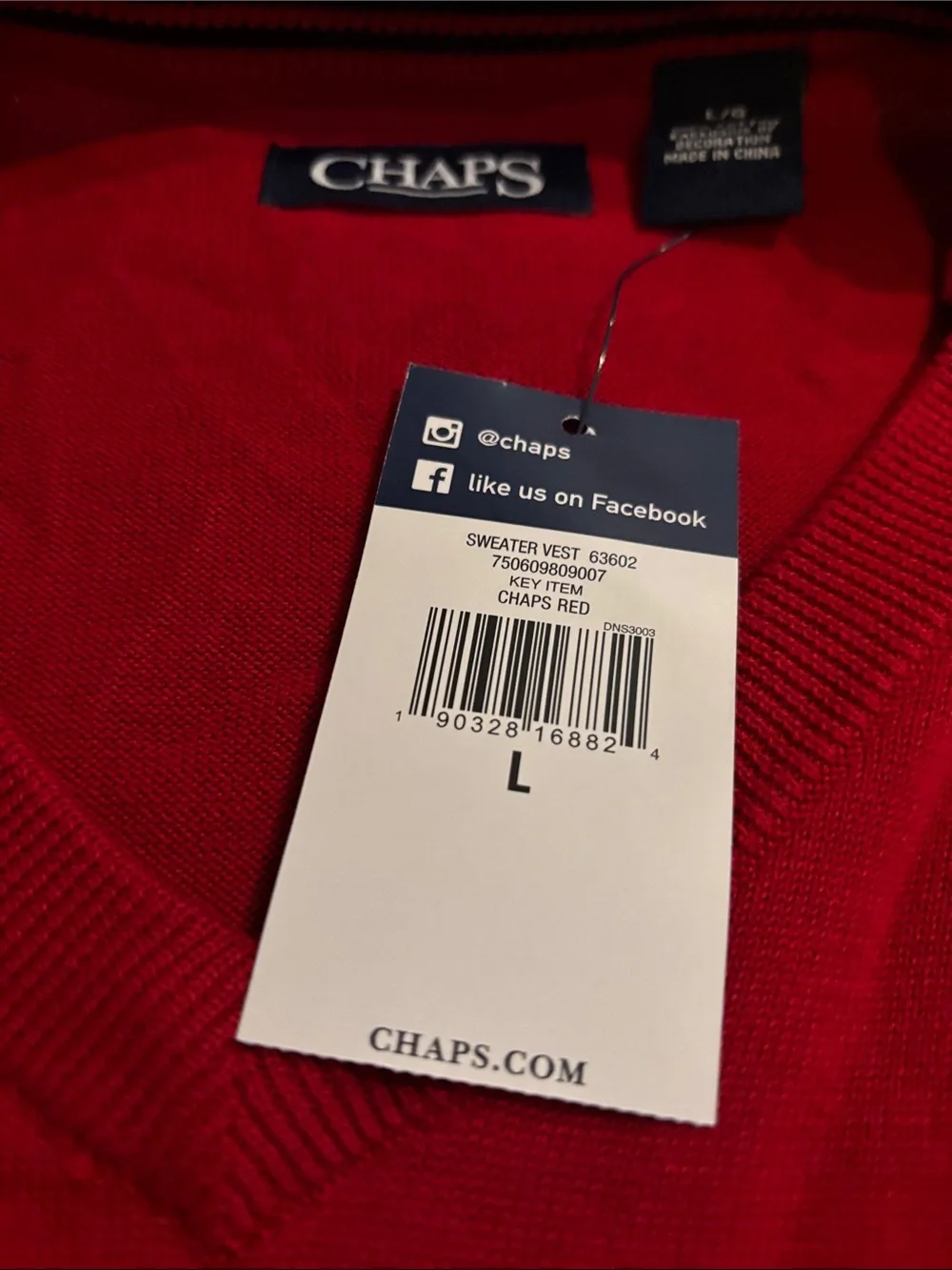 Chaps Red V-Neck Sweater Vest - Classic Knit